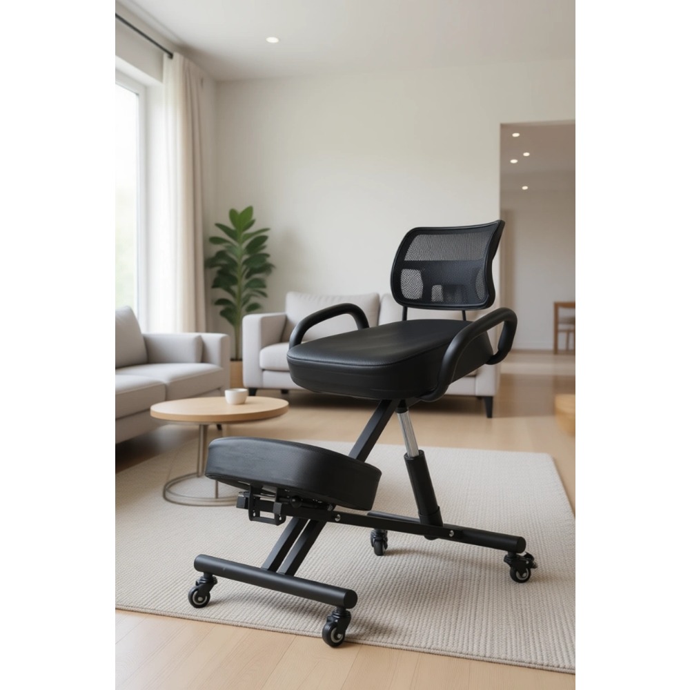 Ergonomic Office Chair - Verstelbare ergonomische knielstoel met rugleuning, wielen,