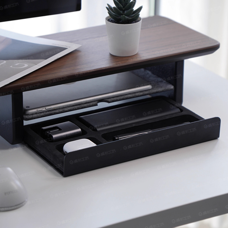 Home Office Desk With Drawers - Monitorstandaard Riser Opberglades Bureau Organizer Computeropslag