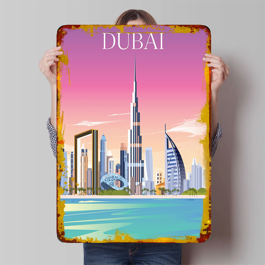 Home Office Dubai - Dubai Skyline Moderne Dubai Stadsgezicht Metalen