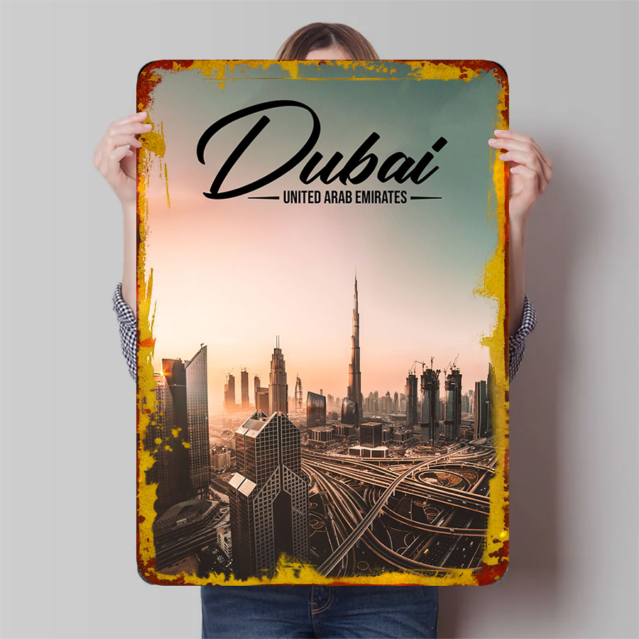 Home Office Dubai - Dubai Cityscape Metal Wall Art VAE