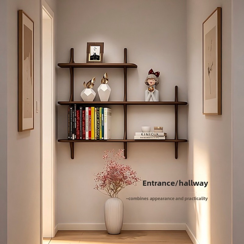 Bookcase Wood Shelf - Massief houten wandplank, eenvoudige ladderboekenkast, opbergrek