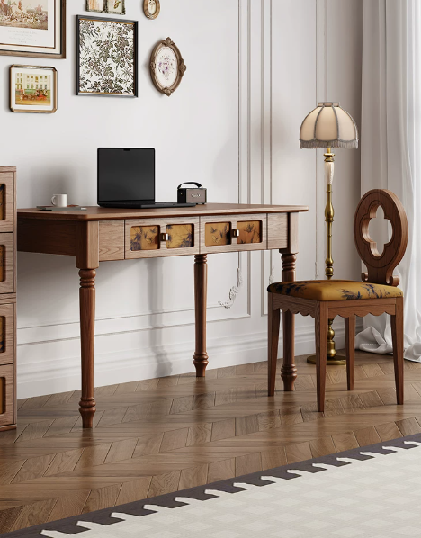 Home Office Desk With Drawers - Thuiskantoor Bureauset Elegant Vintage Studiemeubilair Gestoffeerde