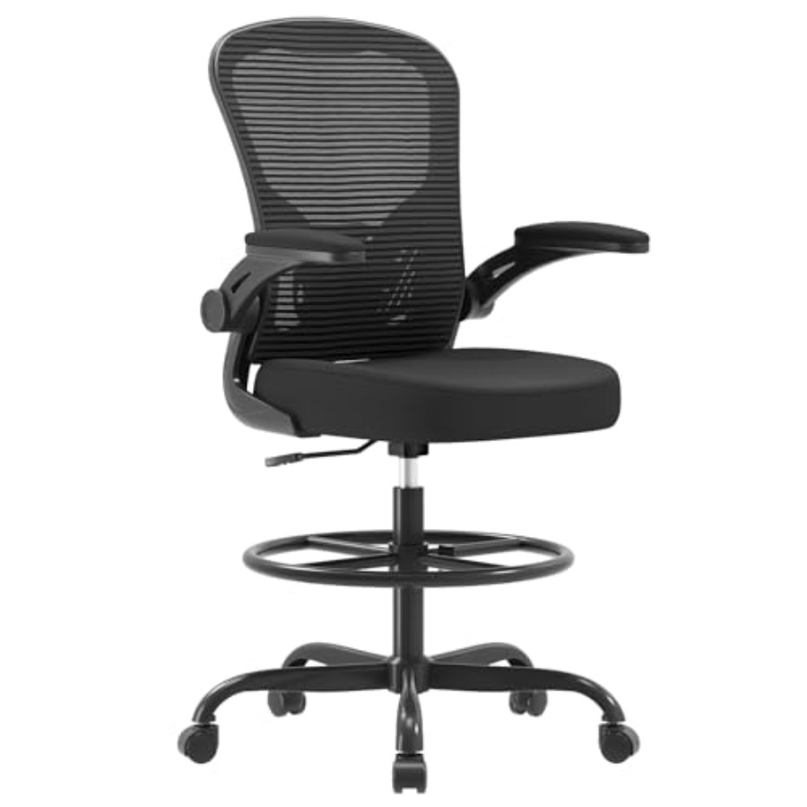 Ergonomic Office Chair - Ergonomische tekenstoel, hoge bureaustoel met opklapbare