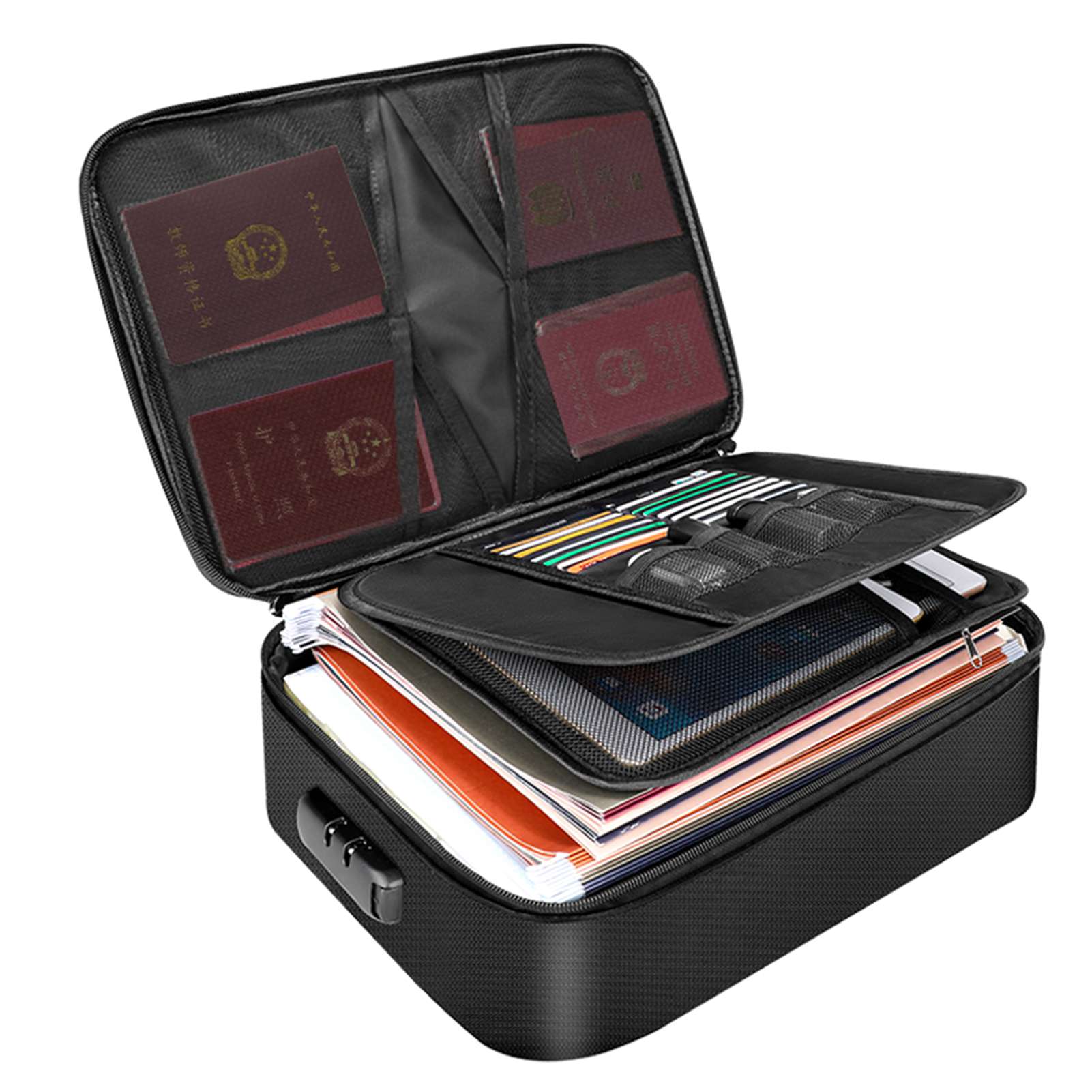 Home Office For Passport - Brandwerende documententas met ritssluiting Brand- en