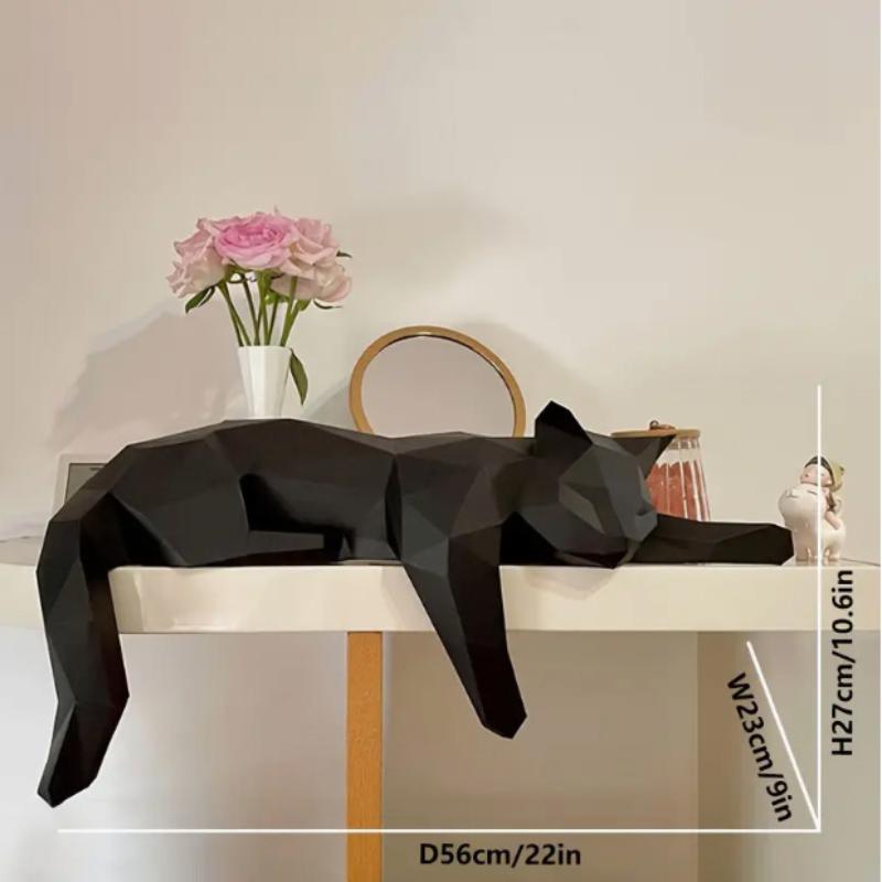 Home Office Desk Ideas - Zwart Wit Kat Standbeeld - Geometrische