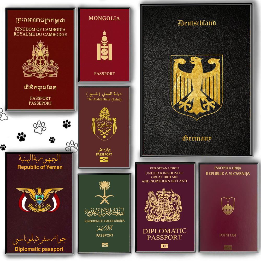 Home Office For Passport - Dieprode paspoortenposter met achtergrond, zelfklevende HD