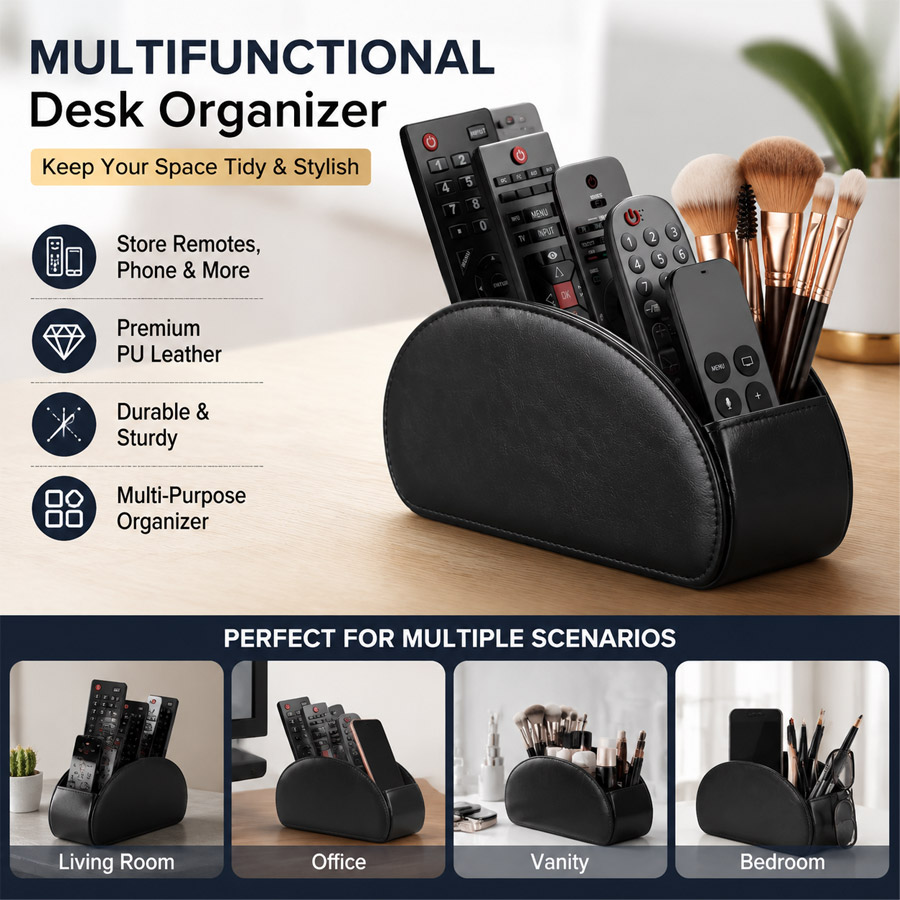 Home Office Makeover - 1Pc 5 Grid PU lederen desktop-organizer,