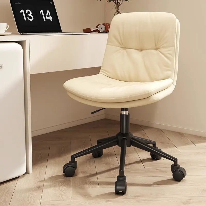 Home Office Desk - Gamingstoel Crèmewit PU Leder Armloos Kantoor