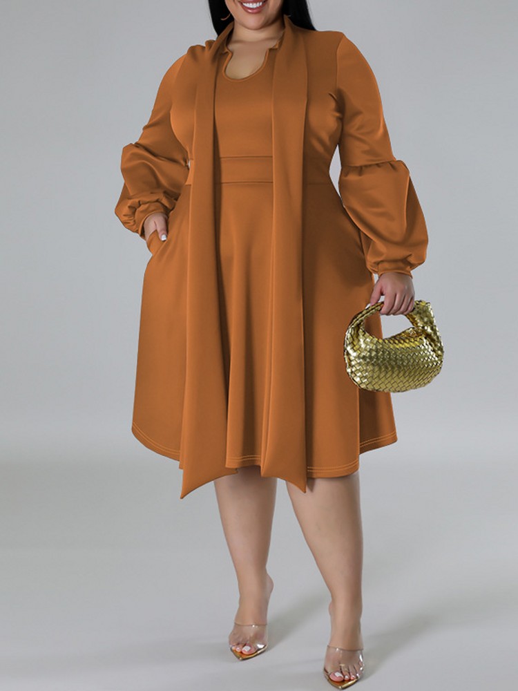 Home Office Makeover - XL-5XL Plus Size Elegante Midi Jurk