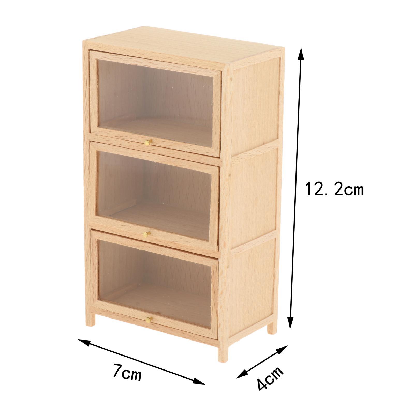 Bookcase Wood Shelf - 1:12 poppenhuis houten boekenkast meubilair drie