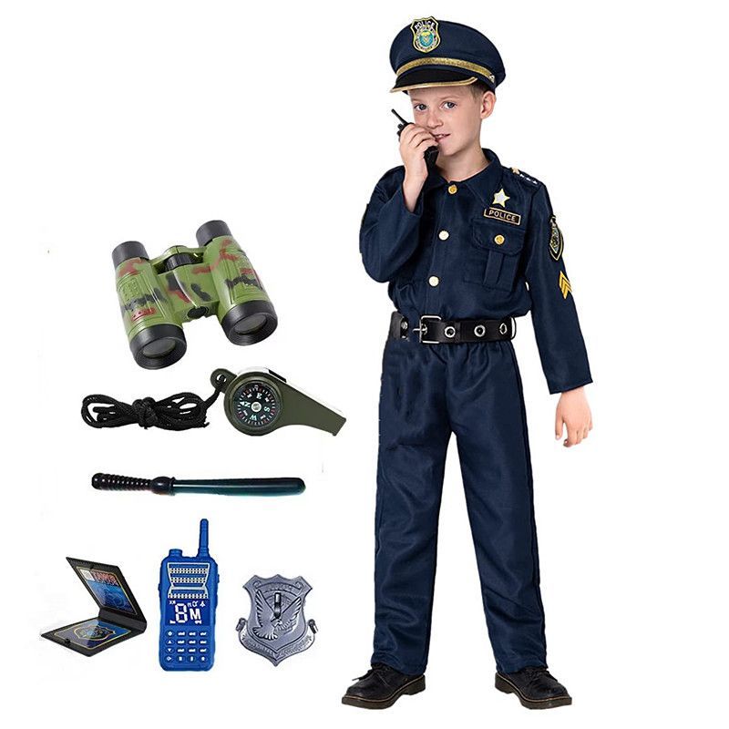 Home Office Makeover - 3-12Y schattig Amerikaans kind politieagent kostuum