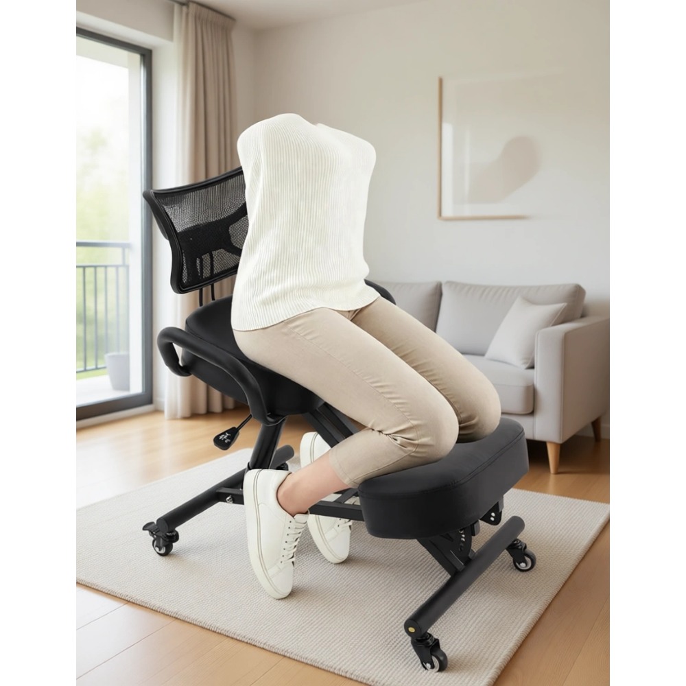 Ergonomic Office Chair - Ergonomische knielstoel met rugleuning en zwenkwielen