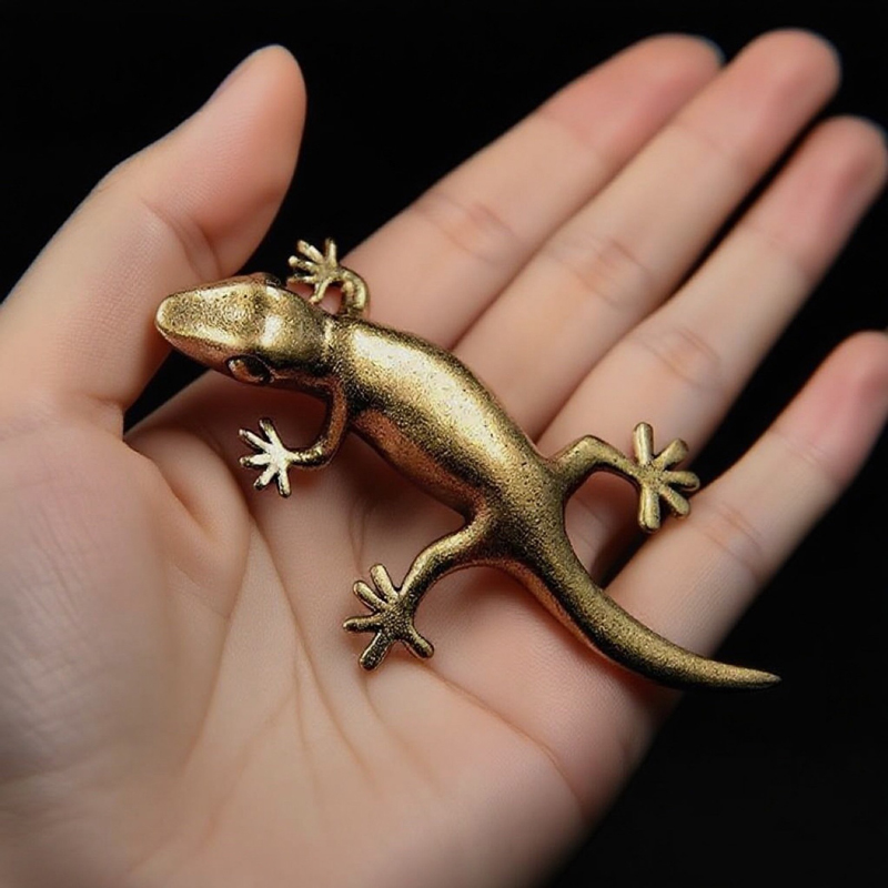 Home Or Office Use - Handgemaakte bronzen retro gekko hagedis kameleon