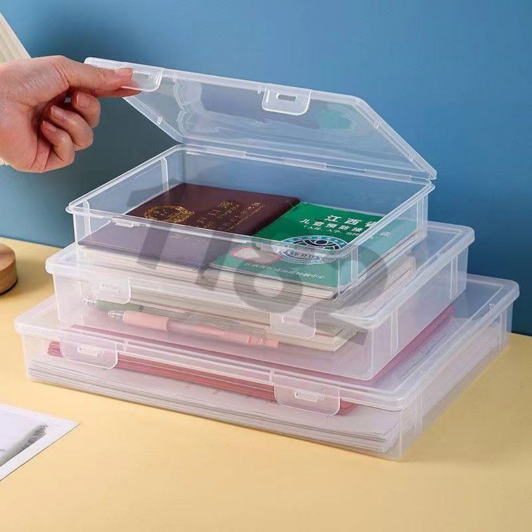File Cabinet Drawer - Stapelbare doorzichtige A4-documentopbergdoos met vergrendelde deksel,