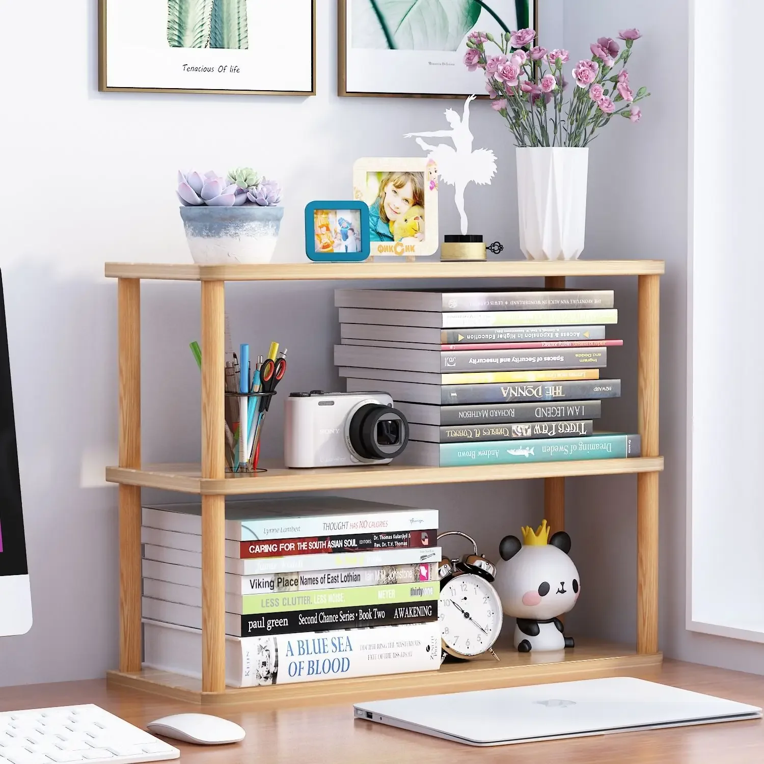 Bookcase Wood Shelf - Boekenkast Houten Plank Desktop Rekken Bureau
