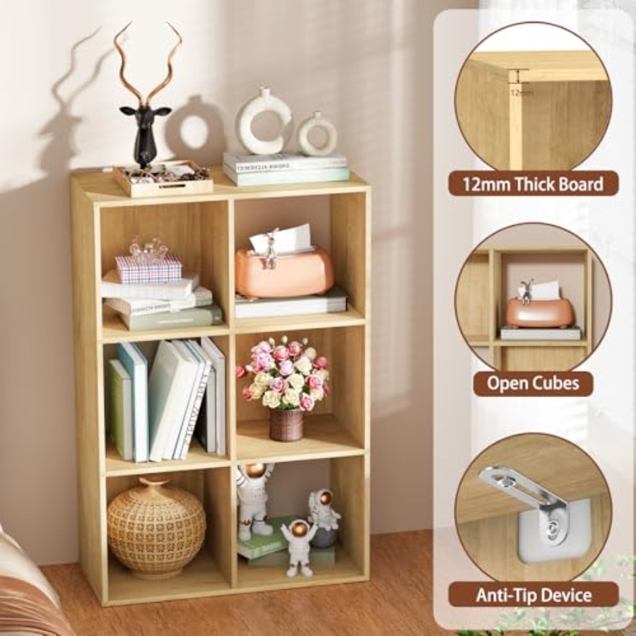 6-delige opbergorganizer, open - Bookcase Wood Shelf recensie en prijs