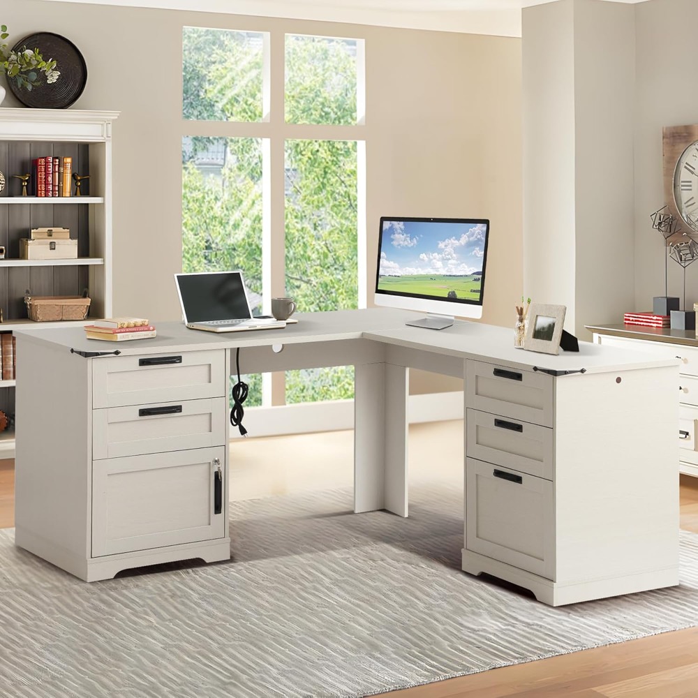60 inch L-vormig directieburea - Home Office Desk With Drawers recensie en prijs