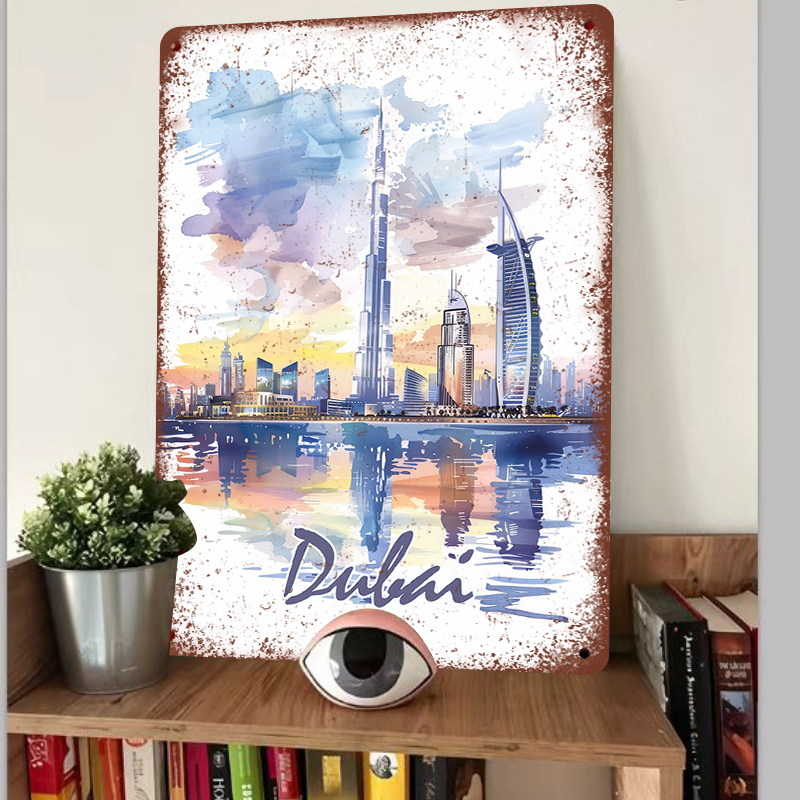 Dubai Skyline aquarel metalen  - Home Office Dubai recensie en prijs