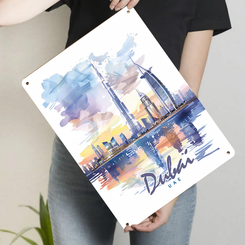 Dubai Skyline aquarel metalen  - Home Office Dubai recensie en prijs
