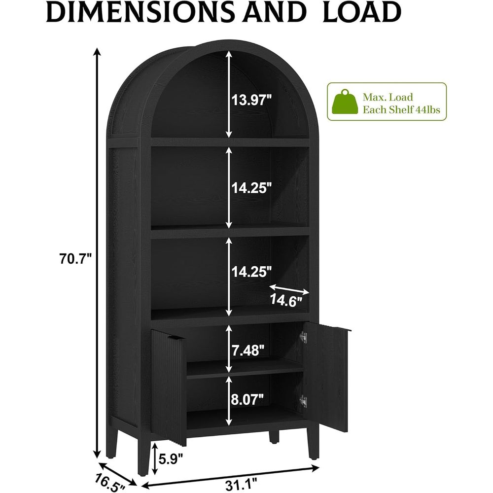 Yusong 71 inch hoge gebogen bo - Bookcase Wood Shelf recensie en prijs