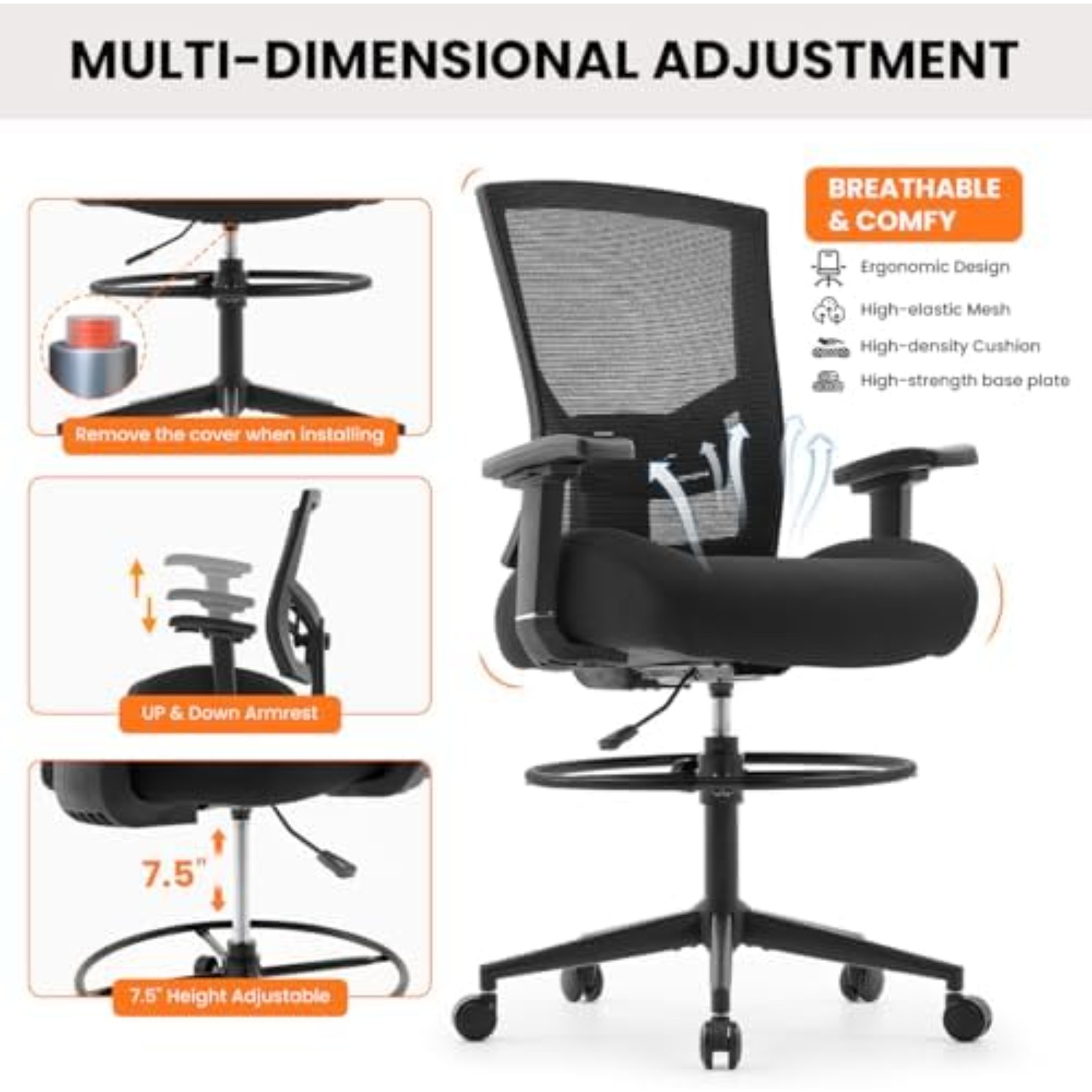 500lbs Tekeningstoel, Grote en - Ergonomic Office Chair recensie en prijs