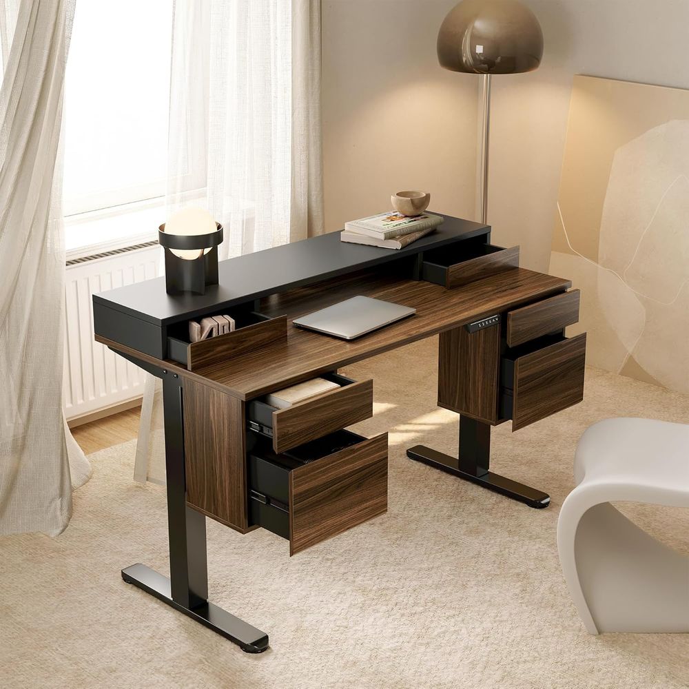 Sta-bureau met 6 laden, 55 ver - Home Office Desk With Drawers recensie en prijs