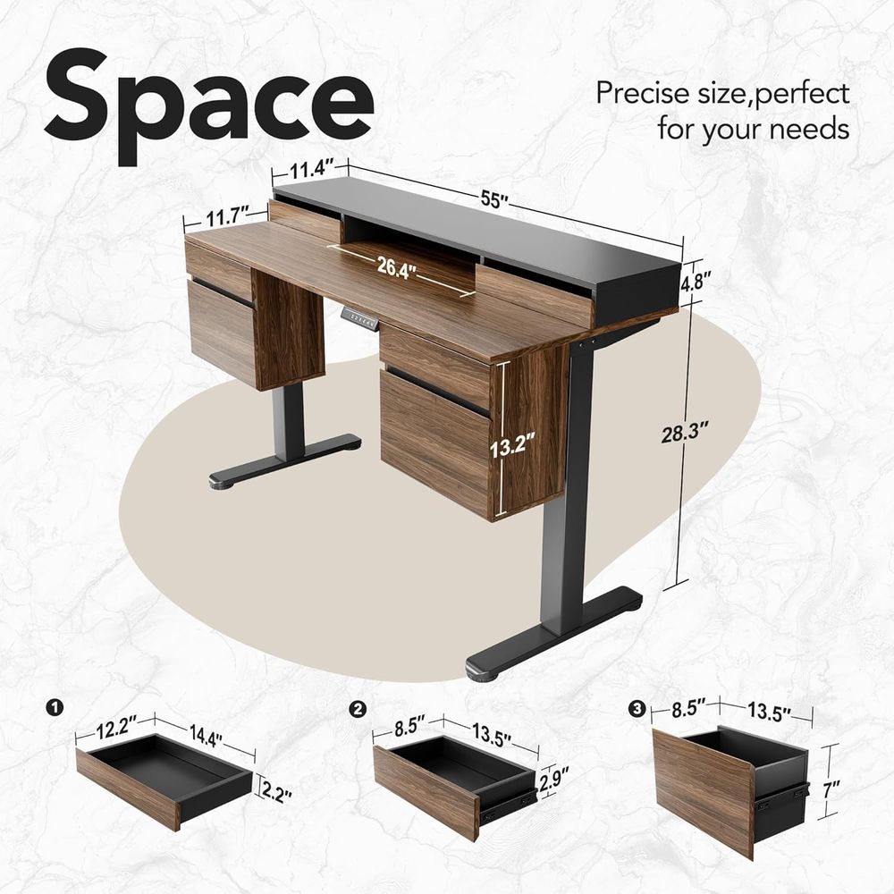 Sta-bureau met 6 laden, 55 ver - Home Office Desk With Drawers recensie en prijs