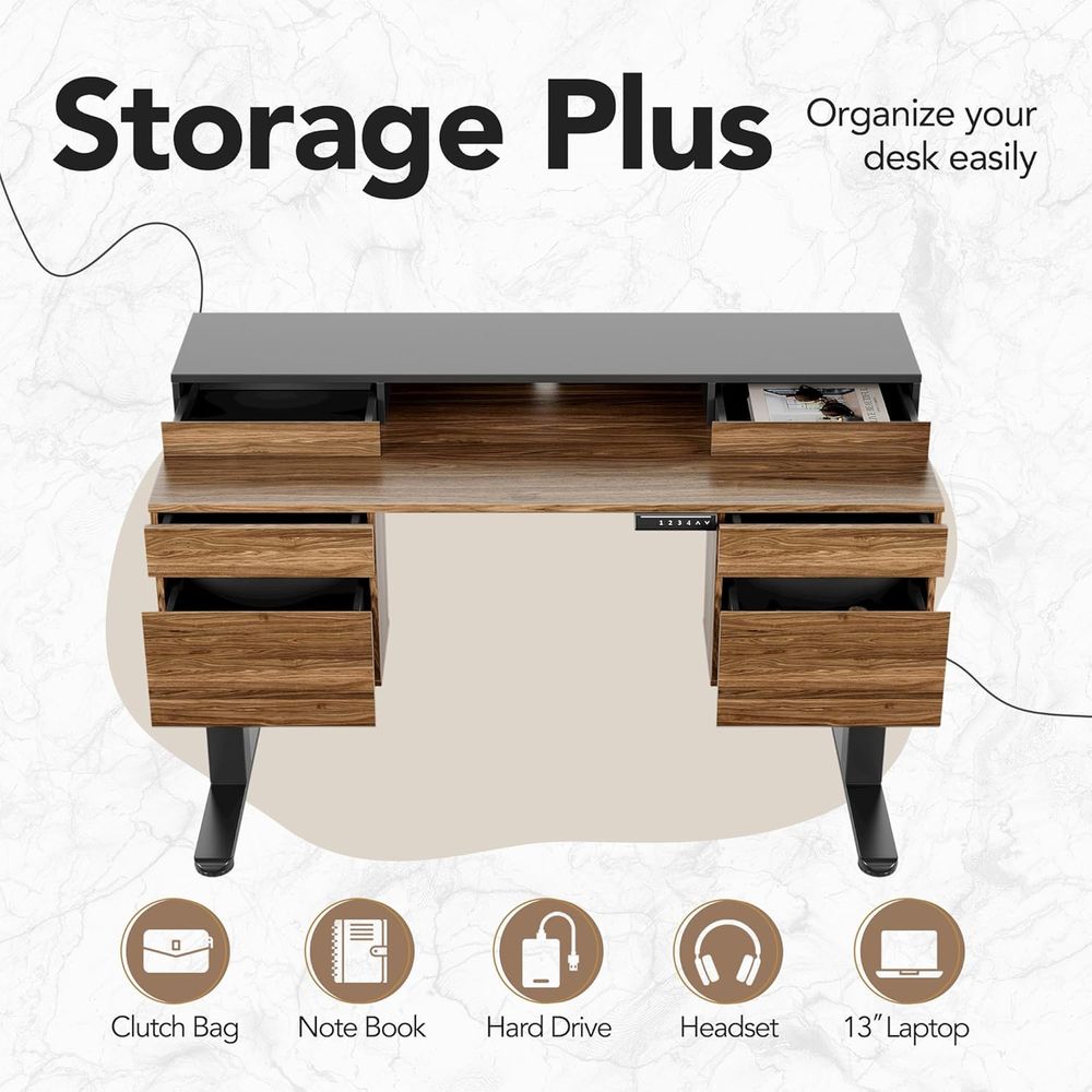 Sta-bureau met 6 laden, 55 ver - Home Office Desk With Drawers recensie en prijs