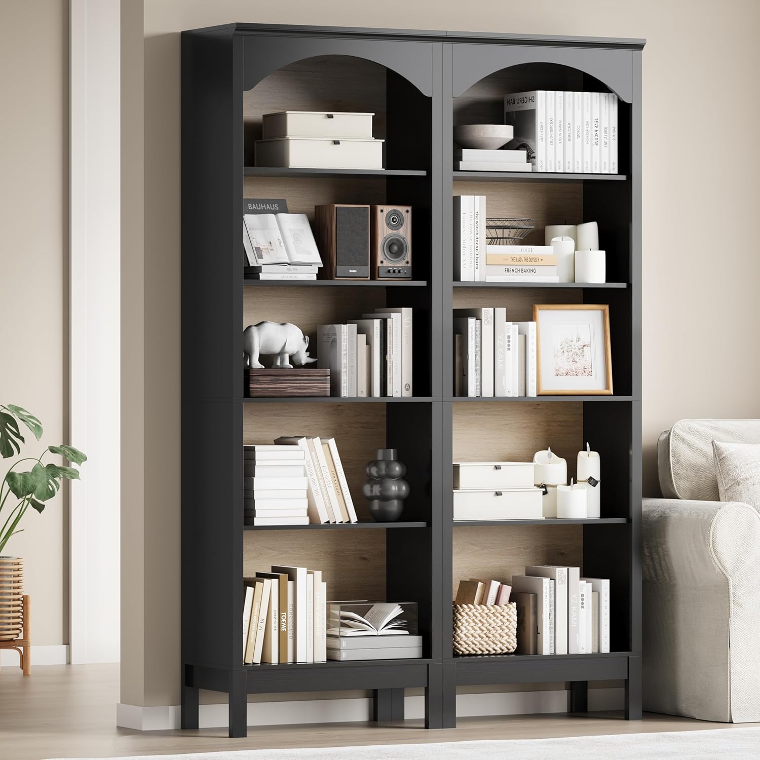 Gebogen boekenkast met 5 open  - Bookcase Wood Shelf recensie en prijs