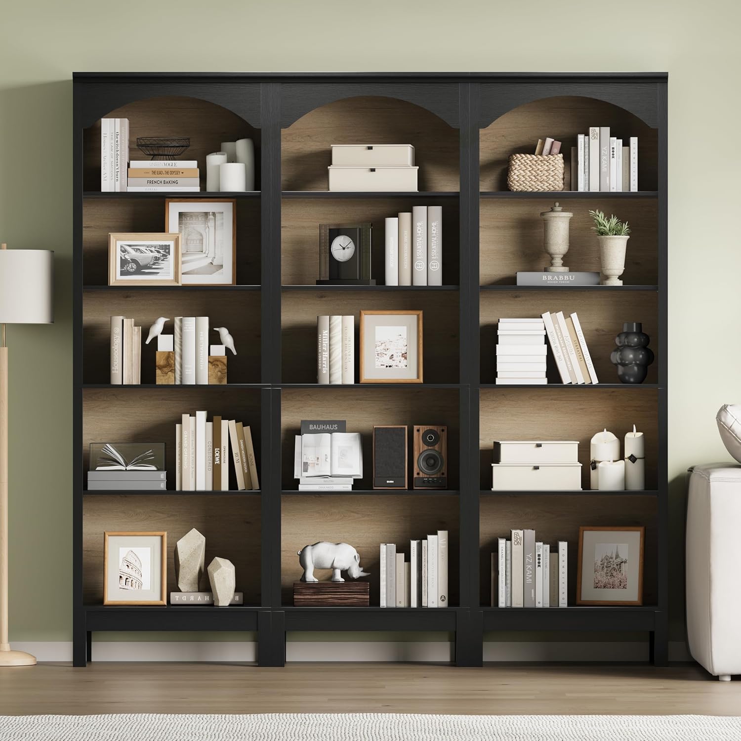 Gebogen boekenkast met 5 open  - Bookcase Wood Shelf recensie en prijs