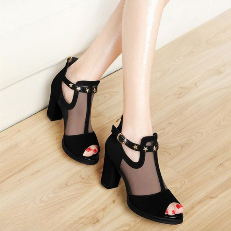 Mesh peeptoe blokhakken dames  - Home Office Makeover recensie en prijs