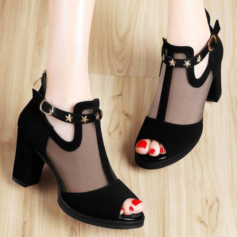 Mesh peeptoe blokhakken dames  - Home Office Makeover recensie en prijs